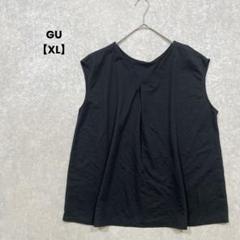 a2047＊GU ノースリーブトップス　黒【XL】綺麗め　大きいサイズ　シンプル