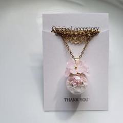 *ガラスドーム×すりガラスflower*ステンレスネックレス