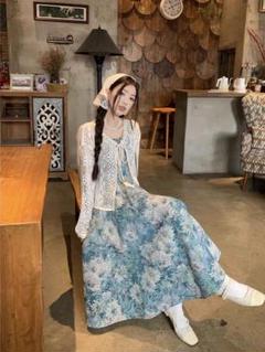 夏秋お出かけ♪花柄ヴィンテージ感ワンピース♡デート向け