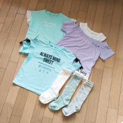 半袖Tシャツ 120　3枚セット　 水色 パープル　靴下【未使用】3足　女の子