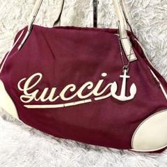 グッチ　GUCCI ワンショルダー　トートバッグ　筆記体　チャーム　レディース