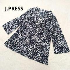 J.PRESS フラワープリントブラウス Vネック 透け感 オンワード L