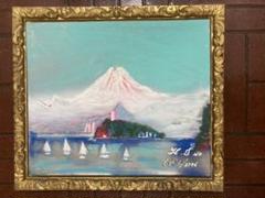 洋画家 内藤康北信の山 額46×51絵27×32cm板絵3号サイズ 洋画家内藤康北信の山額46×51絵27×32cm板絵3号サイズ