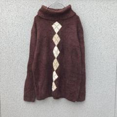 2271【Pinion club】M♡アーガイル柄タートルネックニット セーター