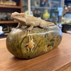 石製トカゲの置物 約15cm