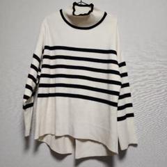 Right-on　ニットカットソー　白x黒ボーダー