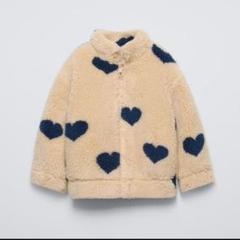 ささこ　ZARA ザラ　ハート柄ボアジャケット 6歳　 116cm ささこ様専用 ZARA ザラ ハート柄ボアジャケット 6歳 116cm