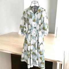 INGEBORG インゲボルグ あじさい柄 ワンピース 綿100 春夏　紫陽花 INGEBORG インゲボルグ あじさい柄 ワンピース 綿100 春夏