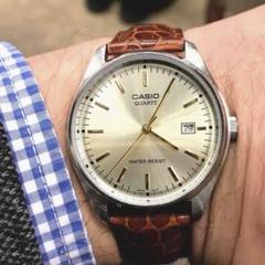 カシオ　アナログ腕時計　レザーベルト（幅18mm）未使用品　シャンパンゴールド