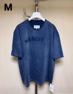 新品 M 23ss マルジェラ ブランドロゴ Tシャツ ブルー 青 17619
