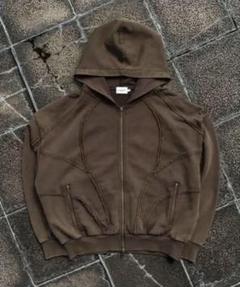 【ANDER HUNK】 オーバーダイダブルジップアップパーカー　バーガンディー Overdyed Double Zip-up Parker/オーバーダイダブルジップアップ