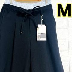 新品❤️ ダブルウエストパンツ　レディース　ブラック　黒　M ワイド