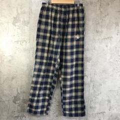 az199古着　チェックパンツ　パジャマパンツ　紺　黄　白　90s Y2K