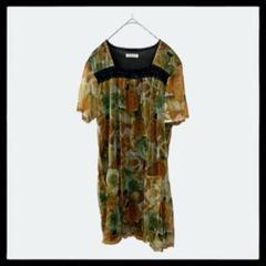 1089　Flore Riche【M〜L】花柄　チュニック　シースルー　透け感