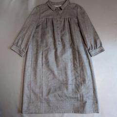 【クレージュ】カットソーワンピース (38) グレー プリーツ 襟付き 膝丈