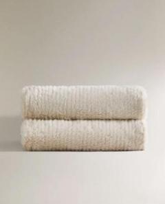 新品 ZARA HOME ザラホーム ストライプファー　大判ブランケット
