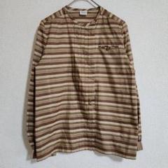【MACHI】（M）ボーダー柄シャツ/前開きシャツ/カジュアル長袖/総柄