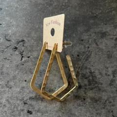 【Angie】 マットカラーメッキ うねり5角形フープピアス ゴールド