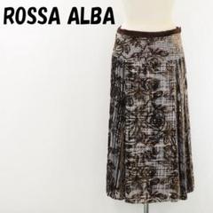 alba アルバ ストライプ パンツ インポートロッサ　ROSSA 44 美品 セットアップ可】麻調ストライプワイドパンツ（フルレングス