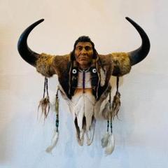 アメリカンインディアン スカルオブジェバイソン 壁掛けオブジェ