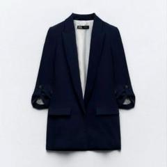 【新品】　ZARA テーラードジャケット　ベージュ　ロールアップ袖 最新作 ZARA ザラ ロールアップスリーブブレザー ジャケット