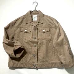 takasago　ebure　ショートデニムジャケット リネン混 ベージュ takasago様専用 ebure ショートデニムジャケット リネン混
