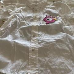 ホワイト 半袖シャツ 刺繍ポケット
