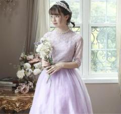 1回着用 150 発表会　ドレス キッズ　ワンピース　結婚式 ライラック ピアノ