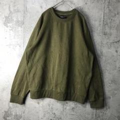 Y1552古着　トレーナー　スウェット　カーキ　無地　90s Y2K