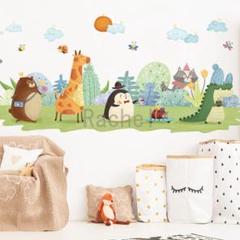 新作！ウォールステッカーK64　動物　キリン　熊　散歩　キッズルーム　子供部屋