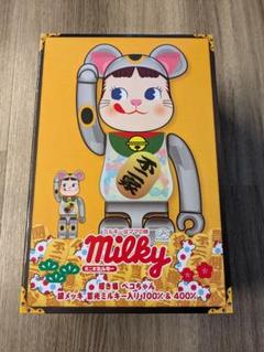 BE@RBRICK 招き猫ペコちゃん銀メッキ蓄光ミルキー入りのサムネイル