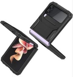 Galaxy Z Flip 3ブラケット保護シェルブラック　黒スマホカバー