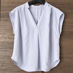 VIS Ｖネックフレンチスリーブシフォンブラウス