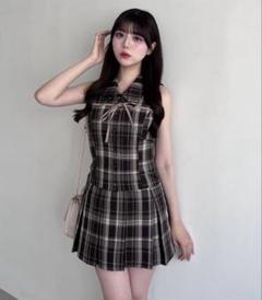 OLIVE des OLIVE ノースリーブシャツミニワンピース　ブラウンボレロ OLIVE des OLIVE ノースリーブシャツミニワンピースブラウンボレロ
