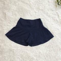 シフォンショートパンツ　ゆったりサイズ　チェック柄　ブルー　春夏