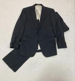 美品✨　シルク混✨　ヒルトン　セットアップ　ビジネススーツ　背抜き　通勤　グレー ビジネススーツ THE SUIT COMPANY グレー ストライプ シルク混