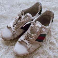 高級 GUCCI グッチ シェリーライン ローカット スニーカー ホワイト 37
