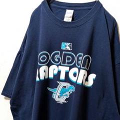 ギルダン オグデンラプターズ ロゴ Tシャツ ネイビー 紺色 2XL 古着