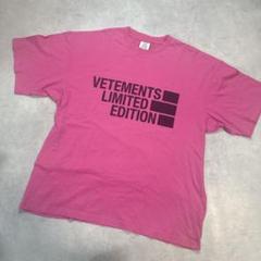 VETEMENTS ヴェトモン Tシャツ 半袖 デカロゴ 刺繍ロゴ S ピンク