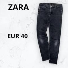 ＊ザラ＊スキニーデニム ジーンズ カットオフ ブラック EUR 40 カジュアル