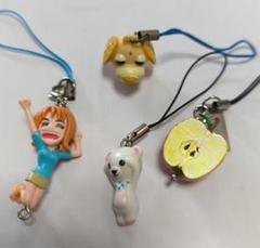 ★キャラクター ストラップセット 4点★ワンピース、リラクマ、りんご、お茶犬☆