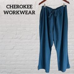 CHEROKEE WORKWEAR ティール ワイドパンツ ウエストゴム リボン