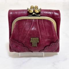 ANNA SUIアナスイ 蝶バタフライ がま口三つ折り財布 レザー 赤茶