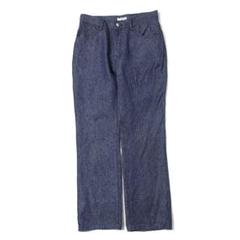 whowaht リネン100％ デニム FLARE PANTS