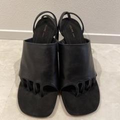 訳あり　CÉLINE 黒 レザー ウェッジサンダル 37/約23.5-24cm 訳あり CÉLINE 黒 レザー ウェッジサンダル 37/約23.5-24cm