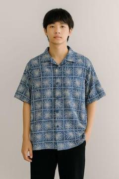 半袖シルクシャツ！アロハ　ブルーXLオーバーサイズ10