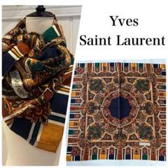 E4635L◾️ヴィンテージイヴサンローラン　サテンシルクストール　ペイズリー柄 Yves Saint Laurent - Yves Saint Laurent シルクスカーフ