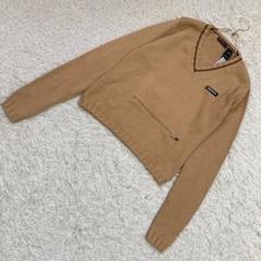 《美品》 DKNY コットンニット ブラウン Ｖネック キレイめ オフィス 上品