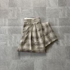 90-00's old Check Wool-Blend Wide Slacks