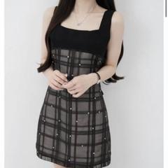 Lumignon ルミニョン Bijou grid ribbon dress Lumignon Bijou grid ribbon dress - メルカリ